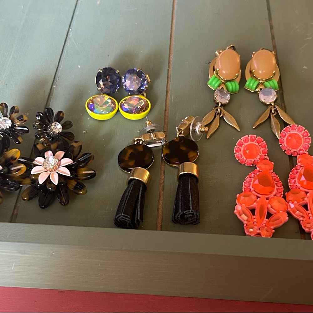 J Crew Colorful Statement Earrings Set of 5